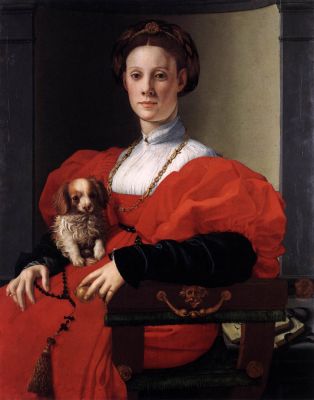 Ritratto di donna in abito rosso