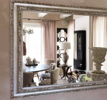 Wood mirror frame hand decorated