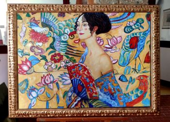 Klimt donna con ventaglio