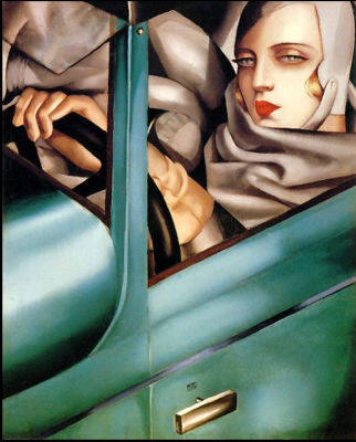 Tamara in the green Bugatti