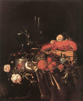 Still-Life with Fruit, Flowers, Glasses and Lobster