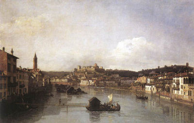 Vista di Verona e dell'Adige dal Ponte nuovo